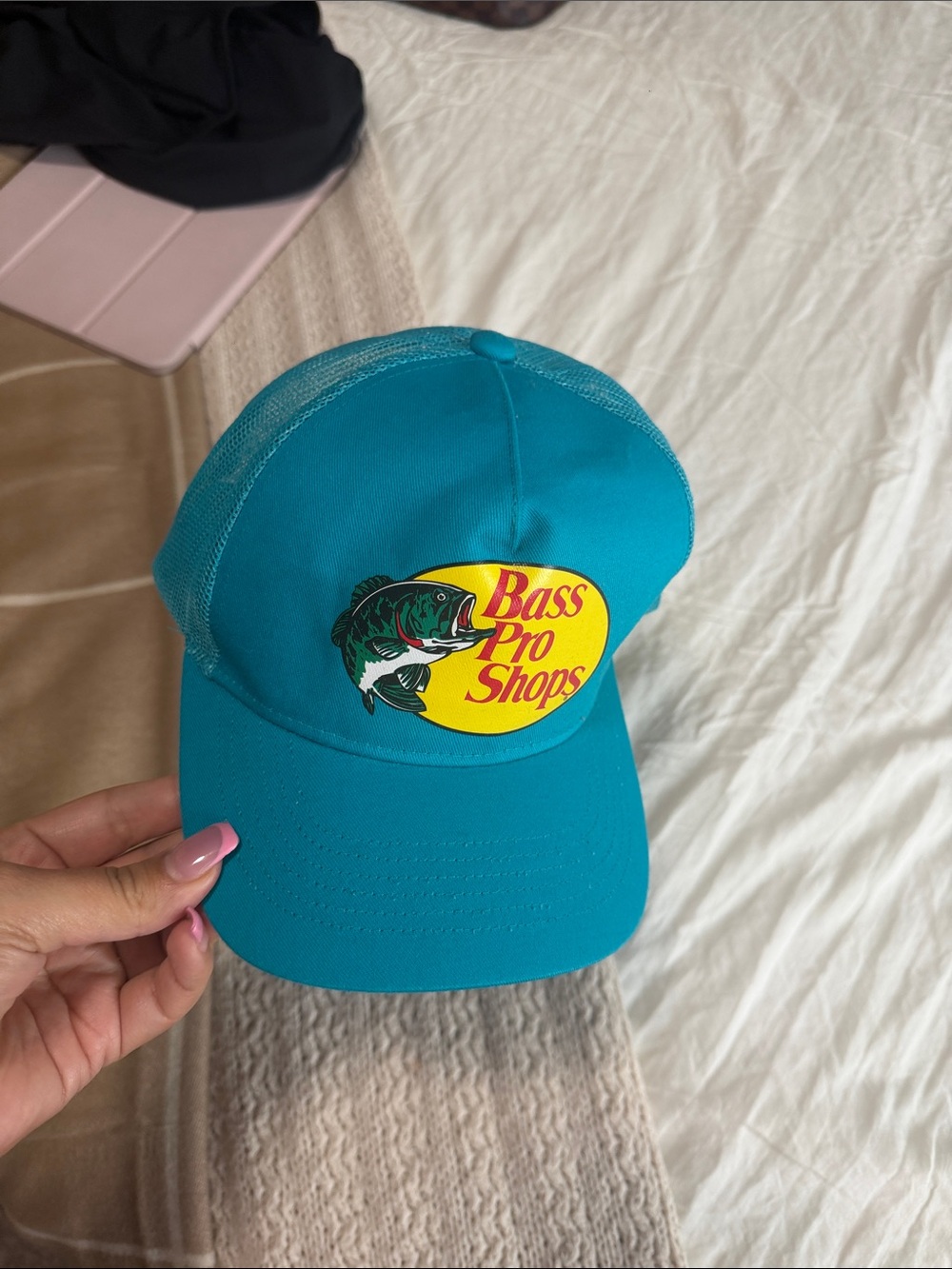 Bass Pro Shops Teal Mesh-Back Fishing Hat with Logo Patch